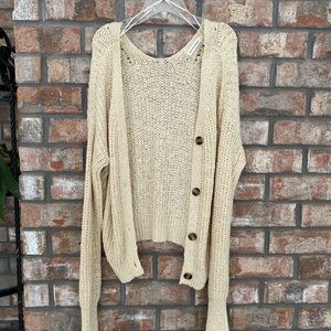 Moon & Madison Cream Slouchy Cardigan, Size L